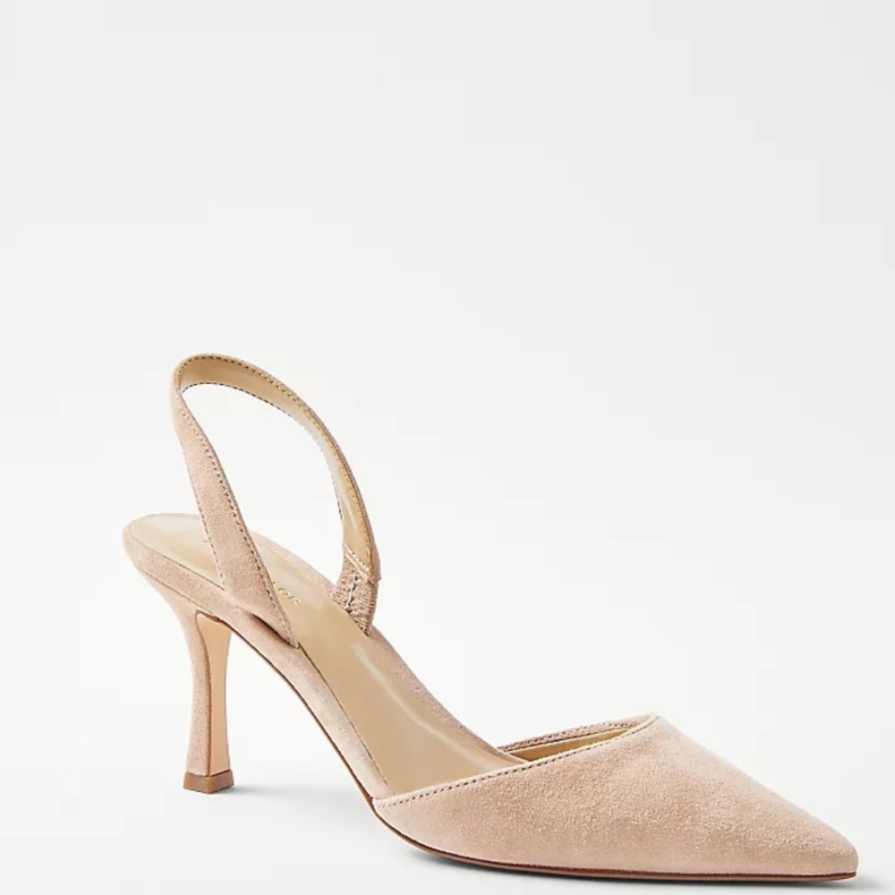 NEW Ann Taylor Kerry Suede Pumps Heels Sz 11 Tan Suede Slingback Pointed Toe